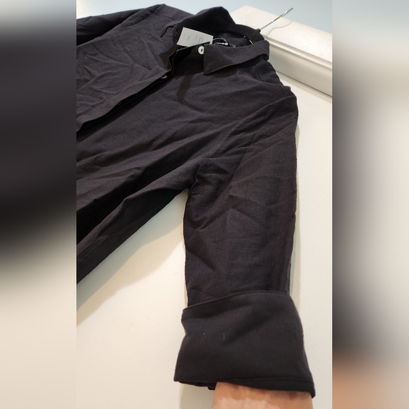 Women's Boho Chic Black Reverse Button-down Shirt L NWT - Picture 4 of 10